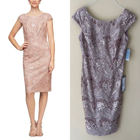 sachin and babi light blue dress Alex Evenings Women's Blue Sequin Lace And Jersey Fit-And-Flare Party Dress